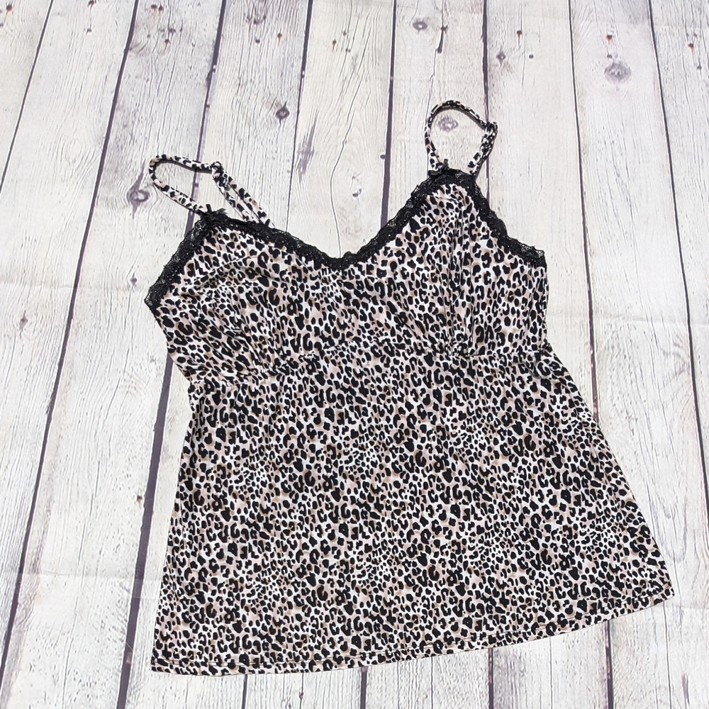 Rene Rofe Pajama Baby Doll Top Animal Print small
